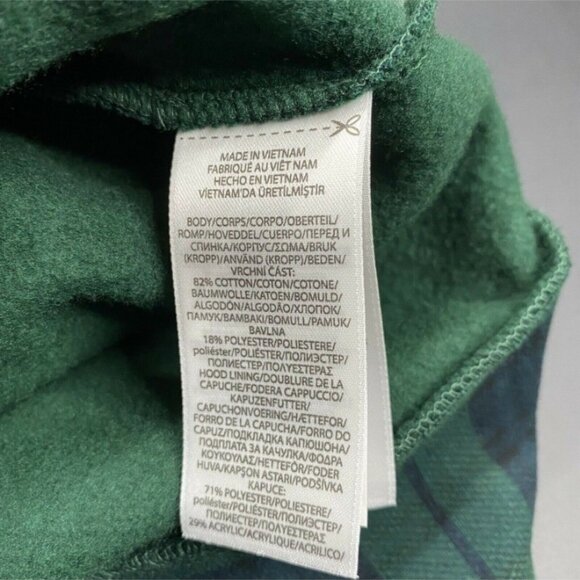 Polo Ralph Lauren Pullover Sherpa Hoodie Plaid Green Men’s Medium 5986 - Picture 10 of 10